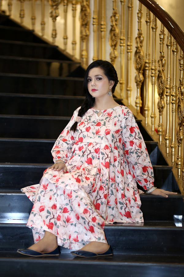 Hayati Light skin printed lon suit